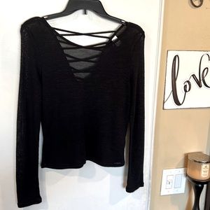 EUC H&M DIVIDED Black Criss Cross Back Sweater